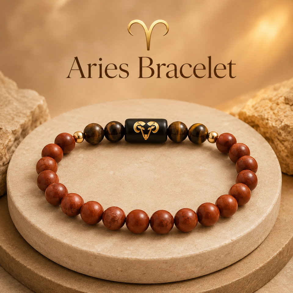 Aries (मेष राशि) Zodiac Red Jasper & Tiger's Eye Bracelet