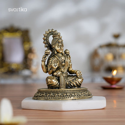 Brass 4 Armed Lakshmi Idol (4 Inch)