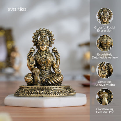 Brass 4 Armed Lakshmi Idol (4 Inch)