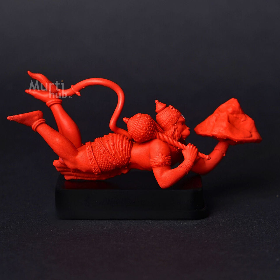 Sanjivani Hanuman in Action — Antique Gold | Flying Bajrangbali Idol for Car Dashboard