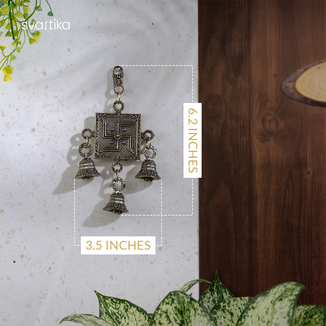 Brass Swastik Latkan With Bells