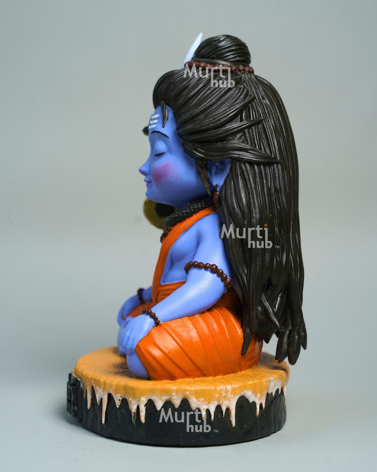Baal Shiva Idol — The Serene Meditator | Hand-Painted, 7 cm | Car Dashboard & Home