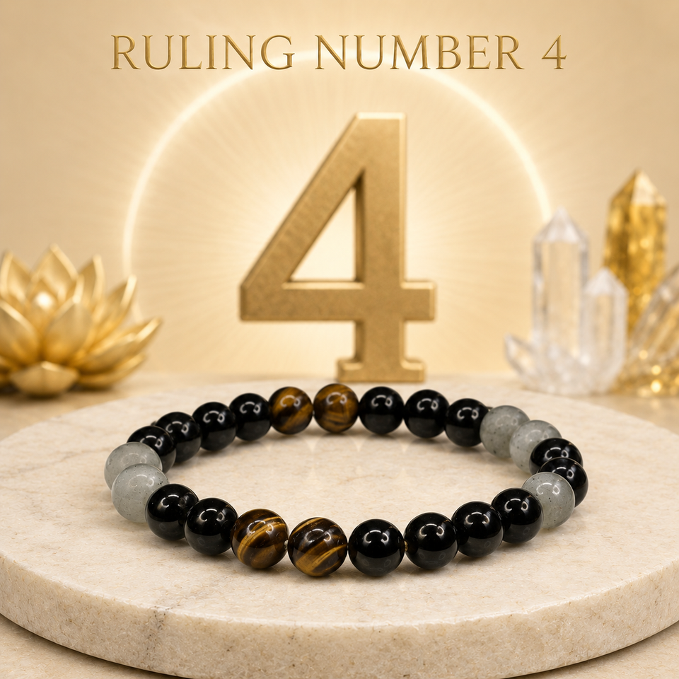Ruling Number 4 | Crystal Bracelet | Numerology Bracelet - 8mm