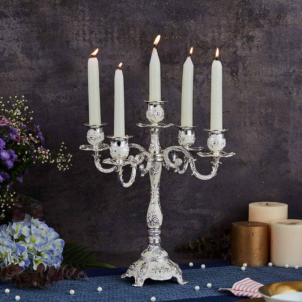 Heritage Silver Plated Five-Arm Candle Stand
