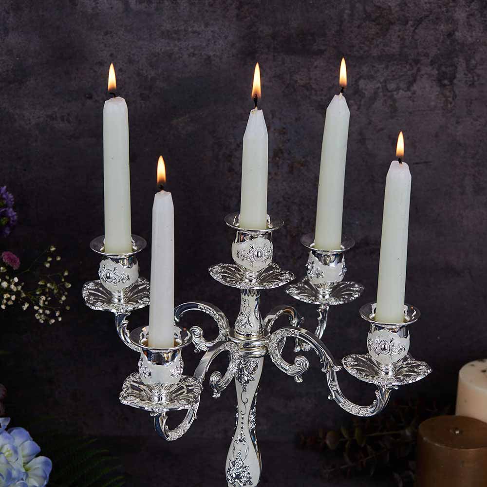 Heritage Silver Plated Five-Arm Candle Stand