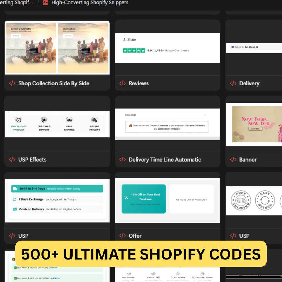 500+ Shopify Ultimate Liquid Code Snippets
