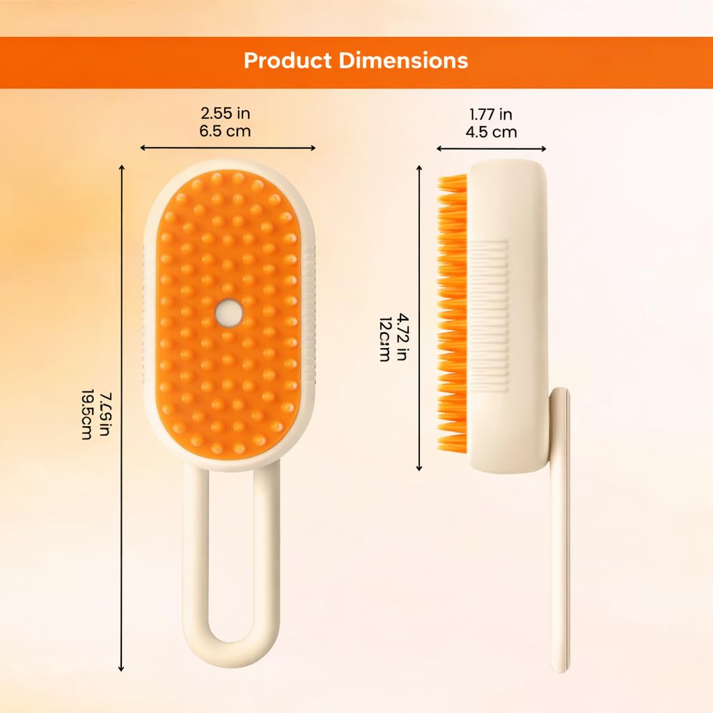 Pet Hair Steam Brush | 3-in-1 Grooming, Massage & Hair Removal Comb