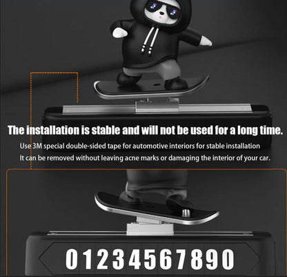 Stylish Panda Car Decor with Slide Action & Number Display