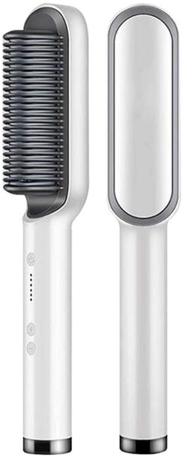 Professional Electric Hair Straightener Brush – Anti-Scald Fast Heating Straightening Comb