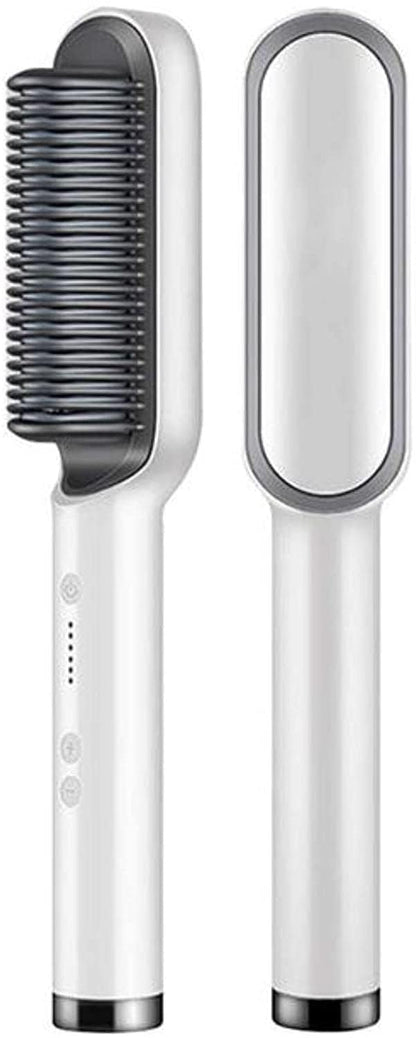 Professional Electric Hair Straightener Brush – Anti-Scald Fast Heating Straightening Comb