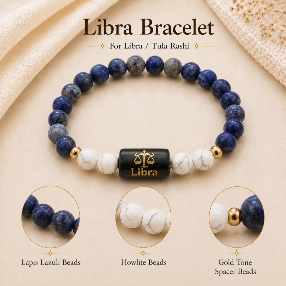 Libra (तुला राशि) Zodiac Lapis Lazuli & Howlite Bracelet
