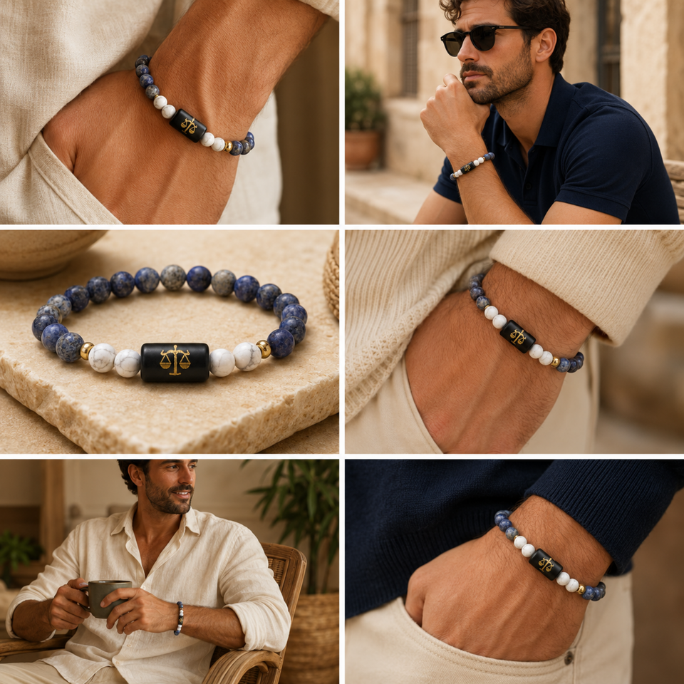 Libra (तुला राशि) Zodiac Lapis Lazuli & Howlite Bracelet