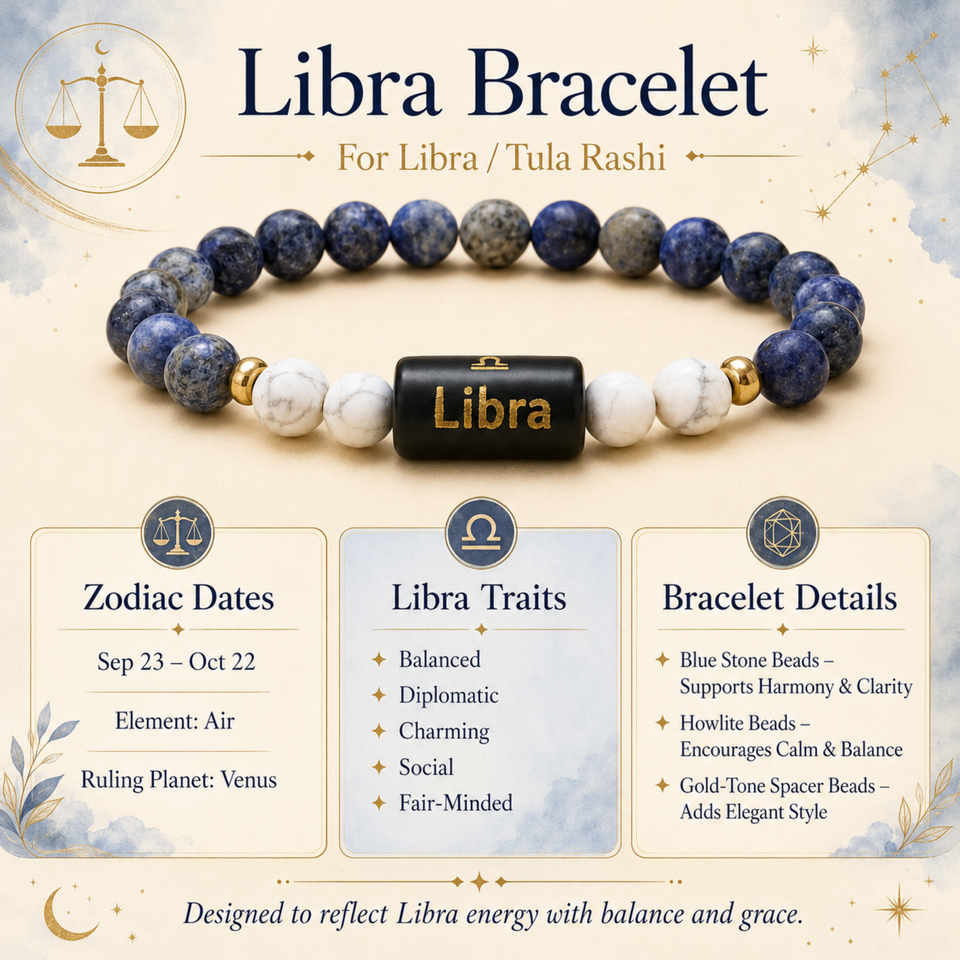 Libra (तुला राशि) Zodiac Lapis Lazuli & Howlite Bracelet
