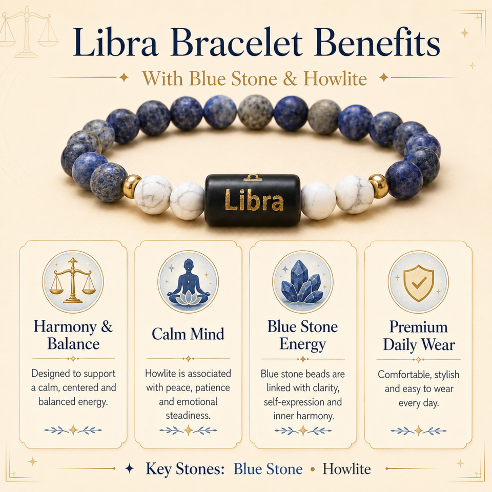 Libra (तुला राशि) Zodiac Lapis Lazuli & Howlite Bracelet