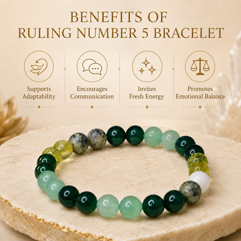 Ruling Number 5 | Crystal Bracelet | Numerology Bracelet - 8mm