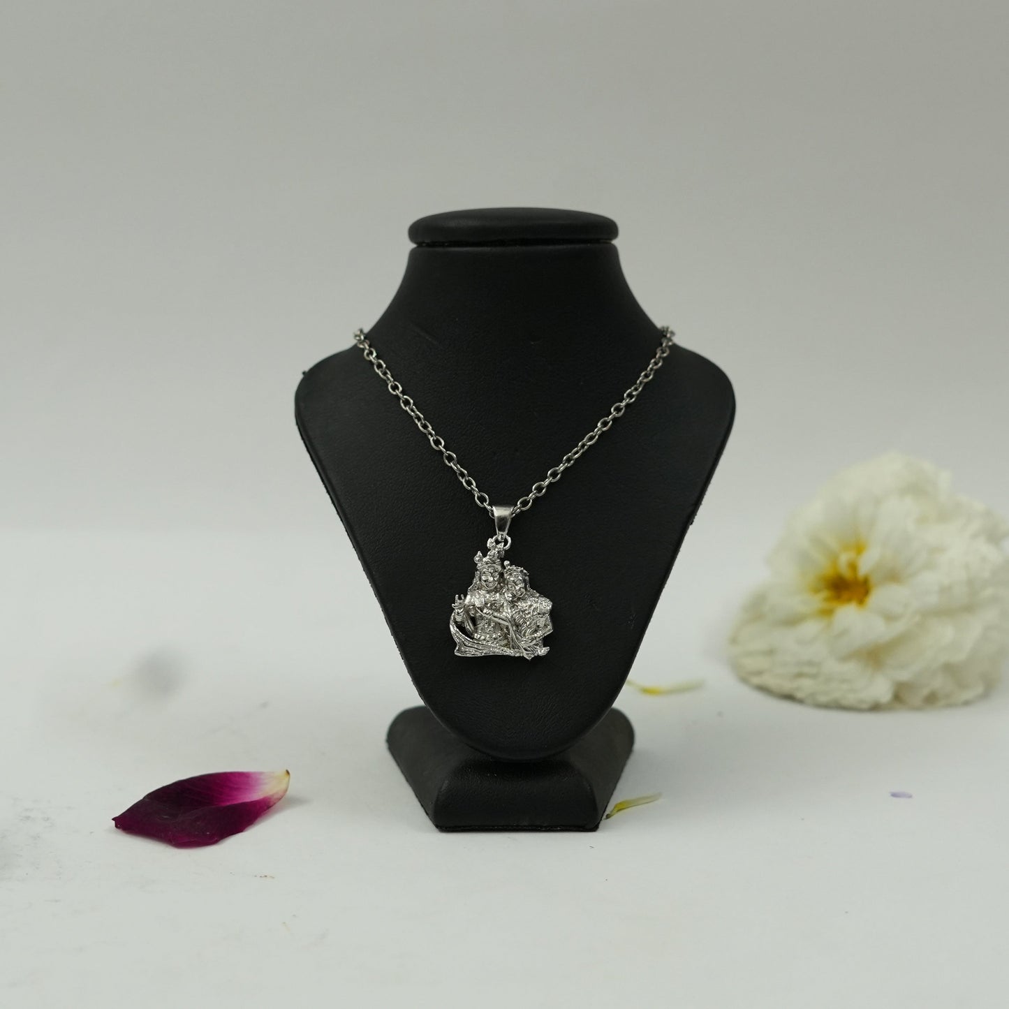 Divine Shiv Parvati Pendant in Brass with Silver Finish – Spiritual Pendant Only