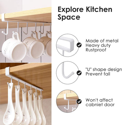Under Shelf Hanging Hooks Organizer Rack