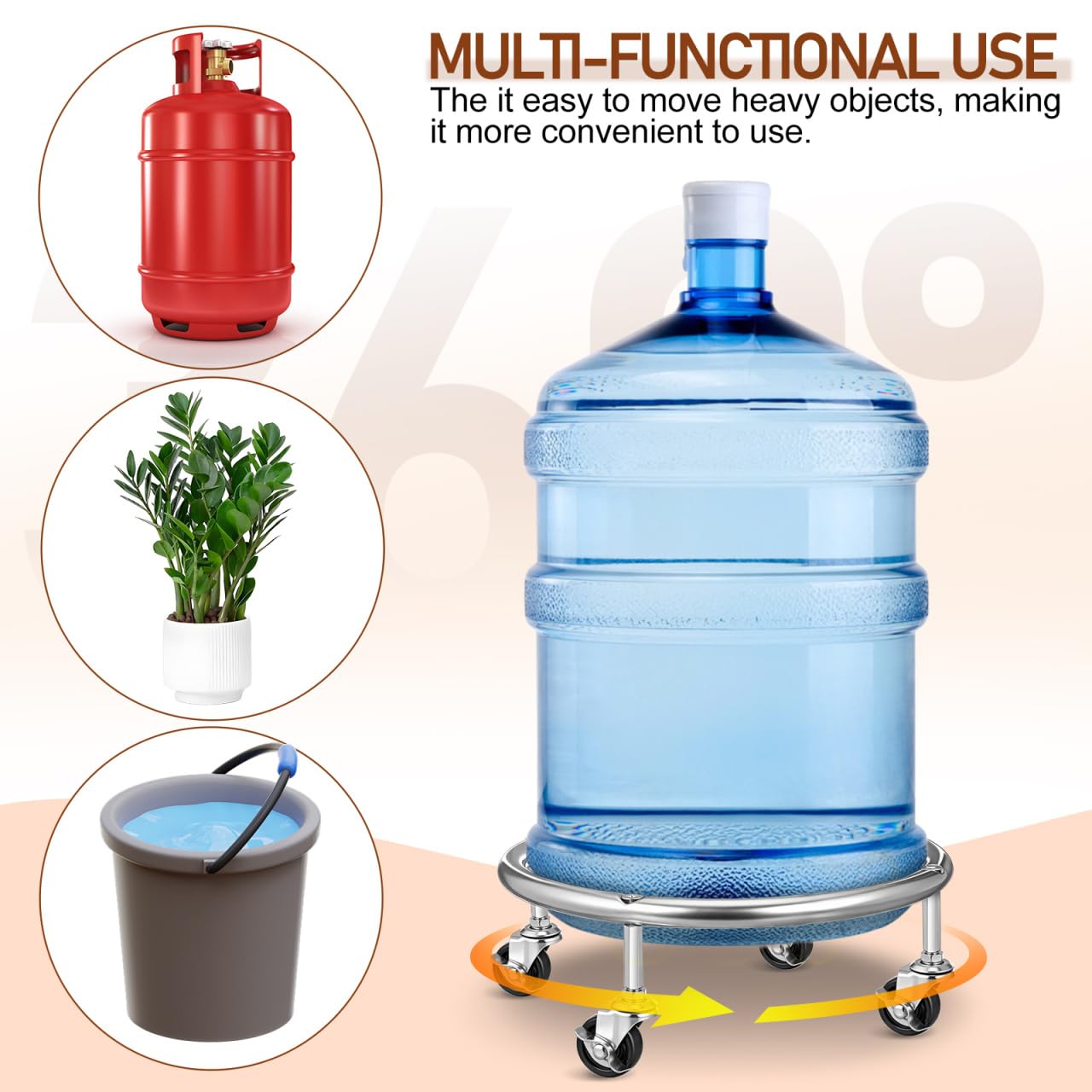 Stainless Steel Gas Cylinder Trolley Stand with 4 Wheels