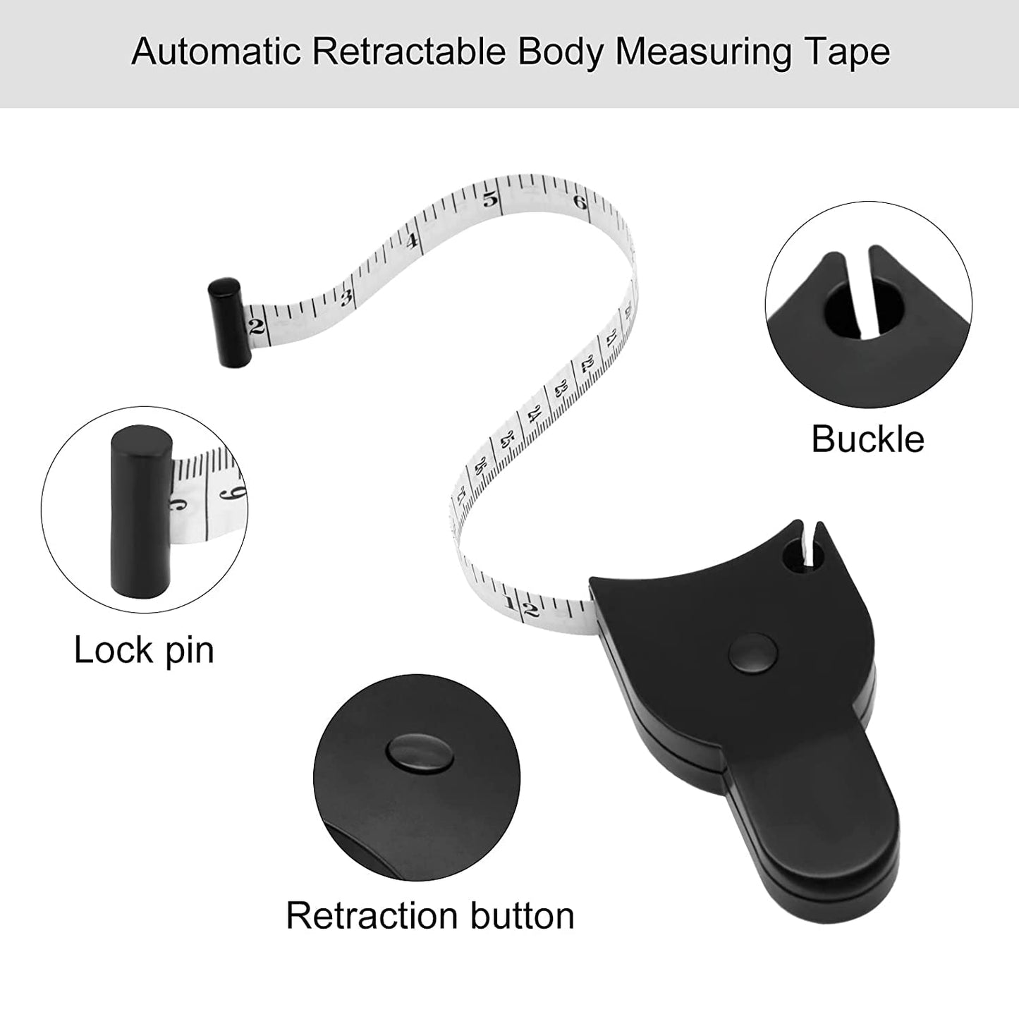 Automatic Retractable Body Measuring Tape with Lock Button