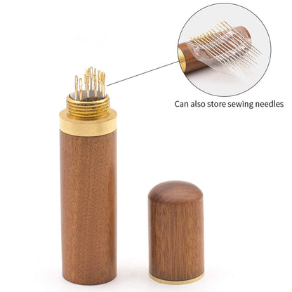 Wooden Needle Storage Case with Sewing Needles