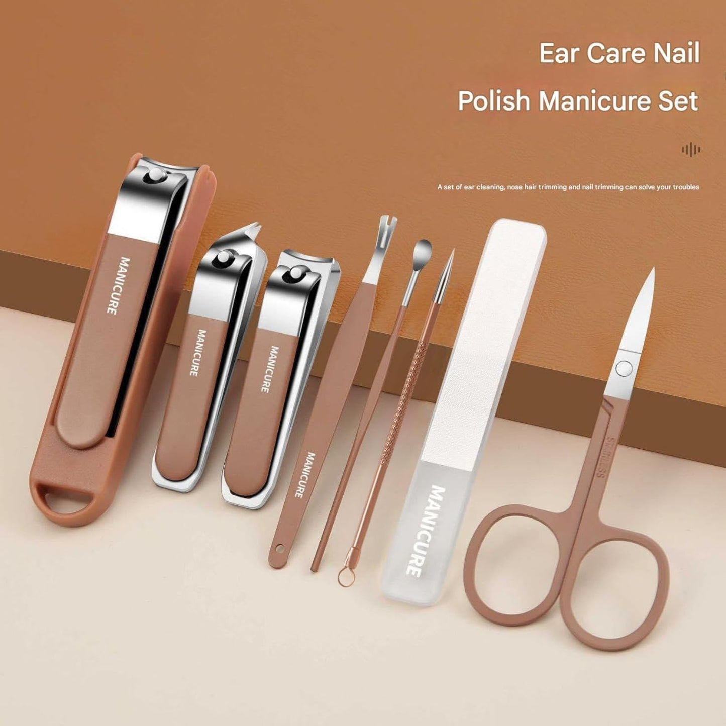 Professional 8-in-1 Manicure and Pedicure Kit – Complete Stainless Steel Grooming Set for Home & Travel