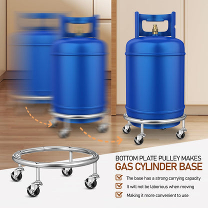 Stainless Steel Gas Cylinder Trolley Stand with 4 Wheels