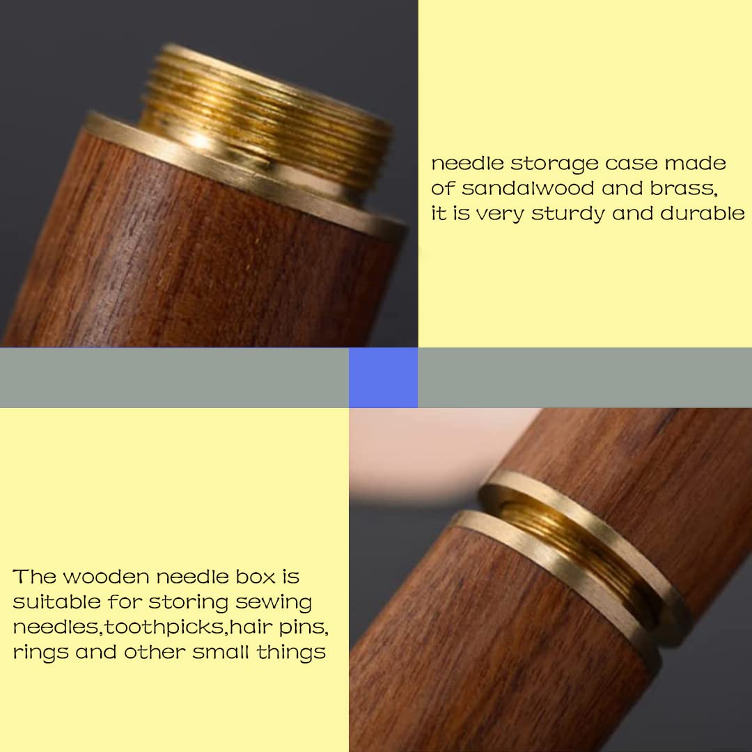Wooden Needle Storage Case with Sewing Needles