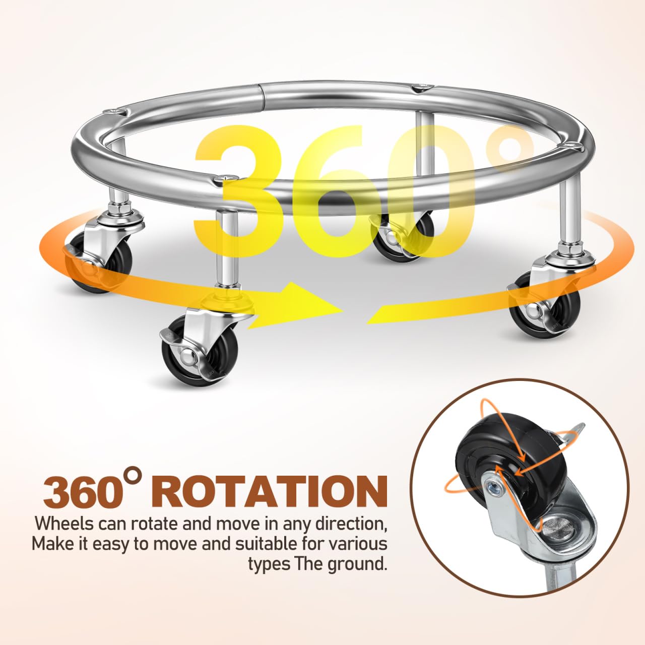 Stainless Steel Gas Cylinder Trolley Stand with 4 Wheels