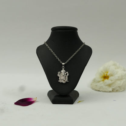 Divine Lord Ganesha Pendant in Brass with Silver Finish – Blessing Pose (Pendant Only)