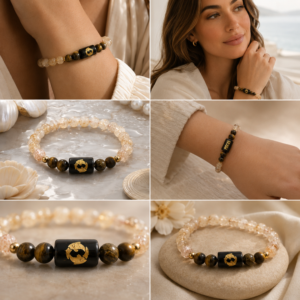Pisces (मीन राशि) Zodiac Tiger Eye & Citrine Bracelet