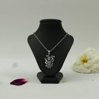 Silver Plated Brass Shreenath Ji Pendant | Lord Krishna Shreenathji Locket | Pendant Only