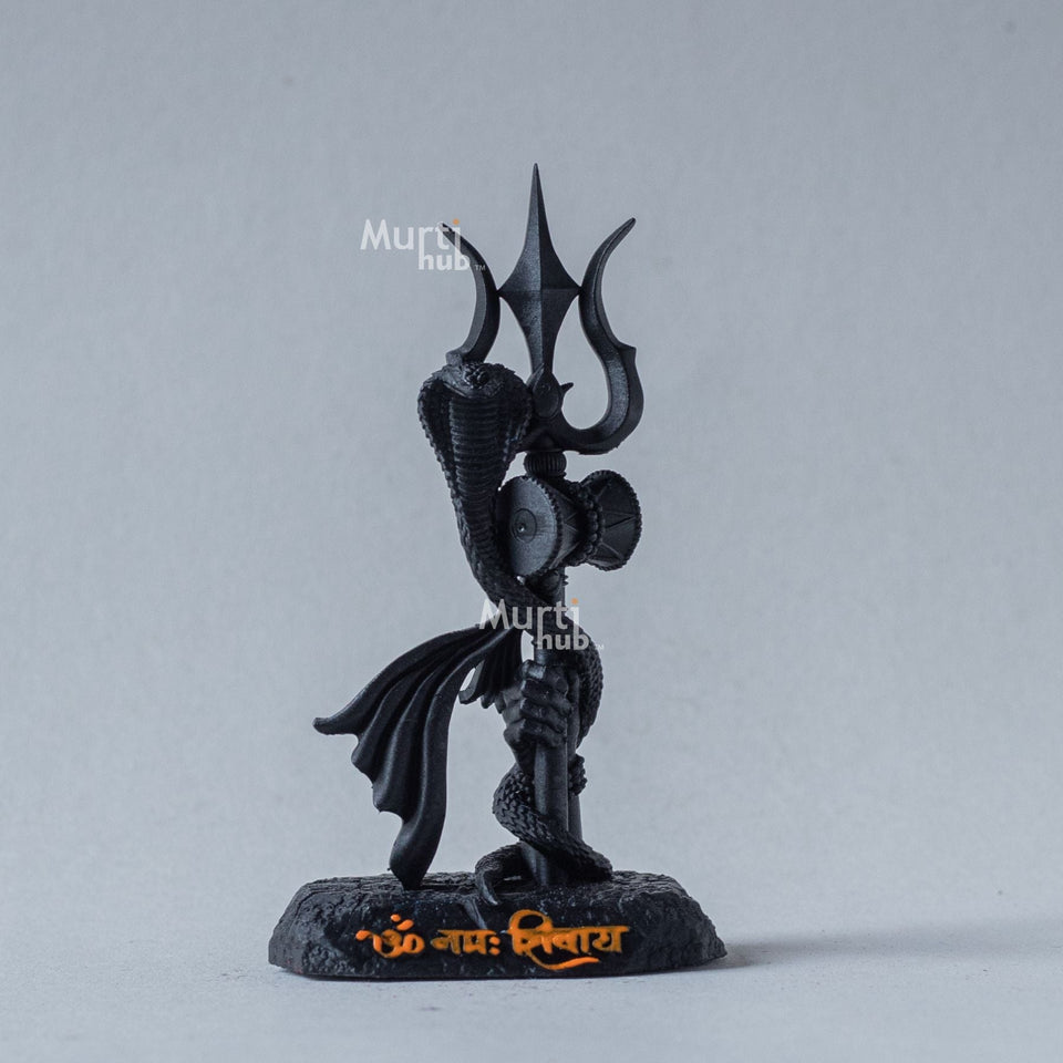 Shiva's Trishul Damru — Om Namah Shivay | Hand-Painted Resin Idol for Car Dashboard