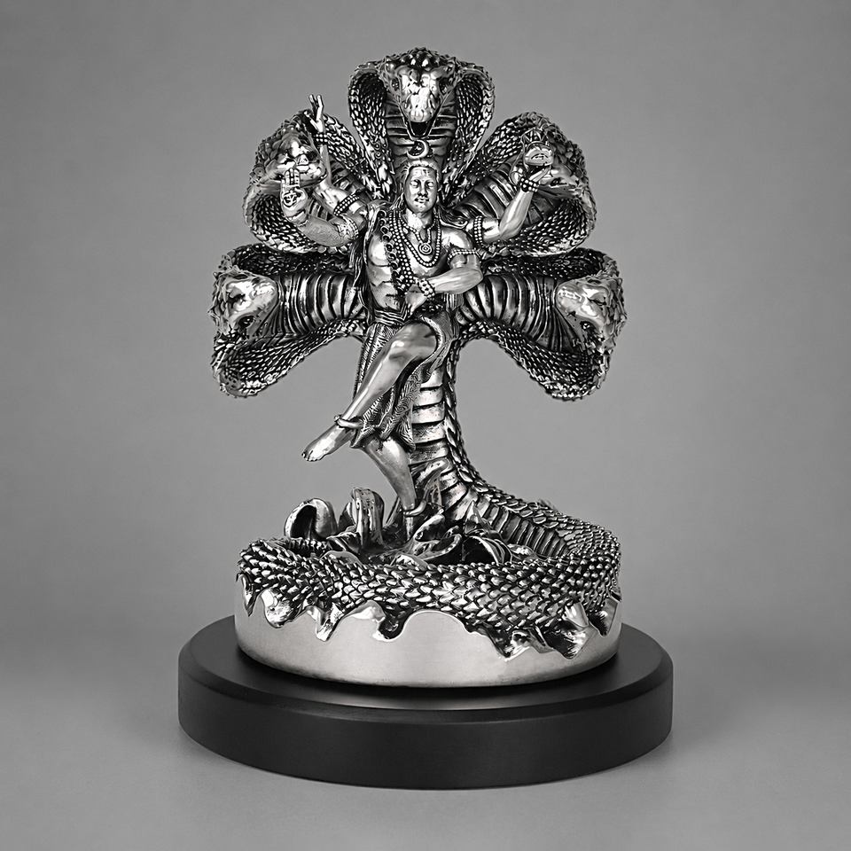 Mystical Shiva with Sheshnag Silver Plated