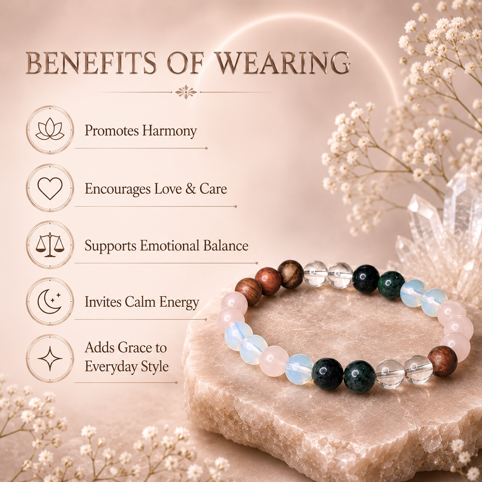 Ruling Number 6 | Crystal Bracelet | Numerology Bracelet - 8mm