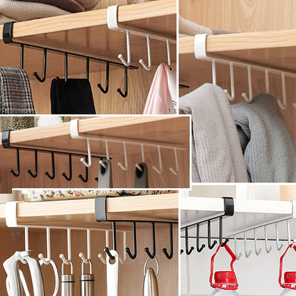 Under Shelf Hanging Hooks Organizer Rack