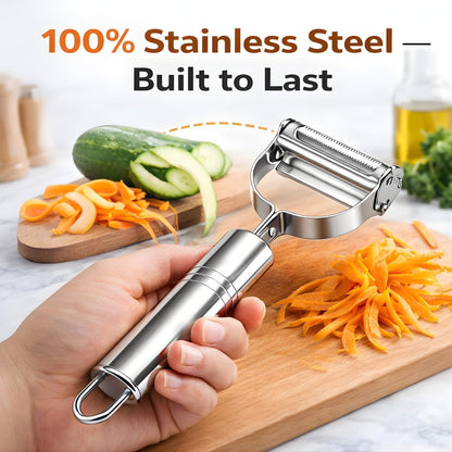 2-in-1 Stainless Steel Dual Blade Vegetable Peeler & Julienne Cutter