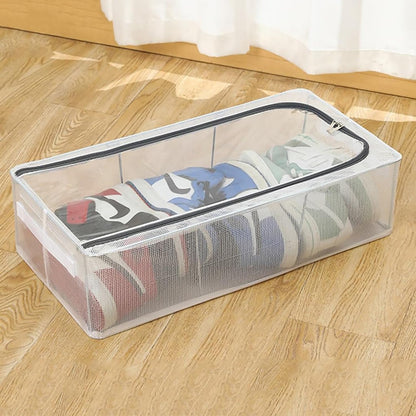 Clear Foldable Shoe Storage Box – Transparent Dustproof Stackable Organizer