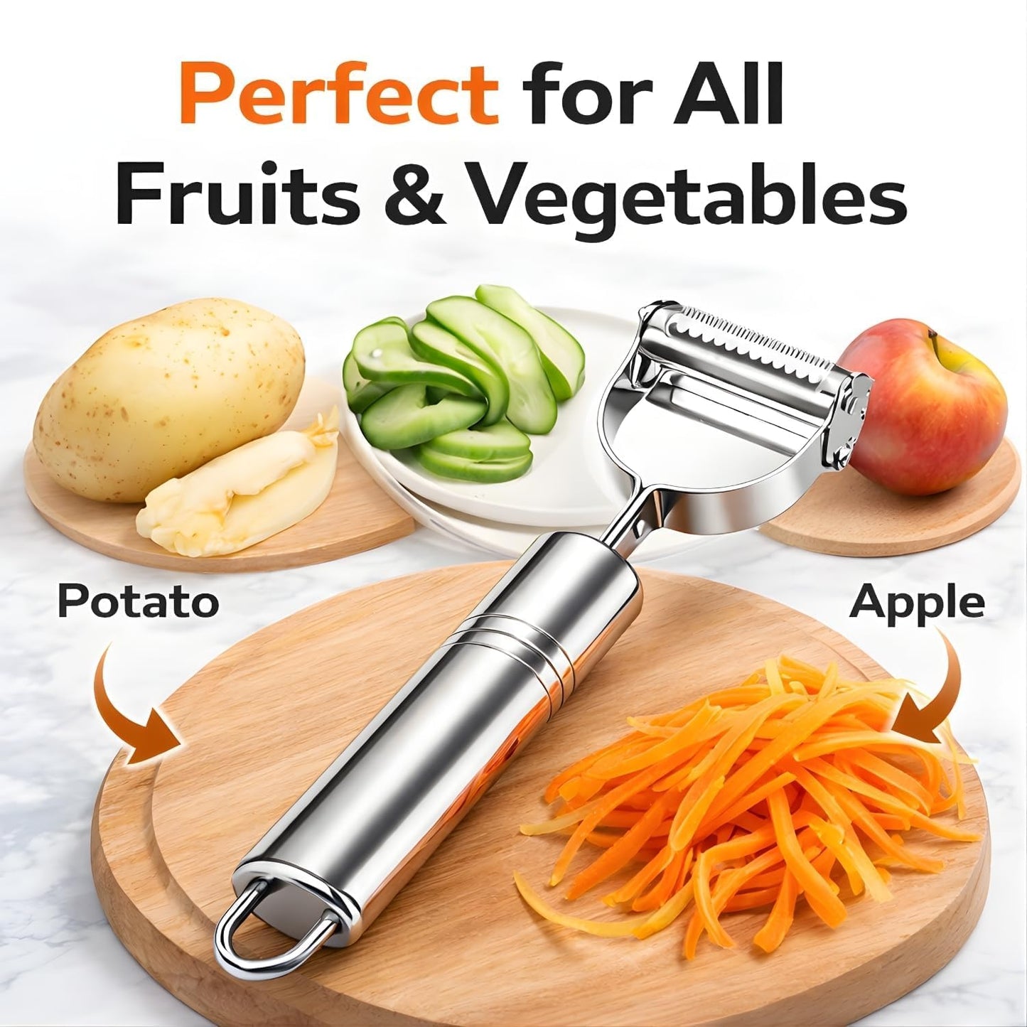 2-in-1 Stainless Steel Dual Blade Vegetable Peeler & Julienne Cutter