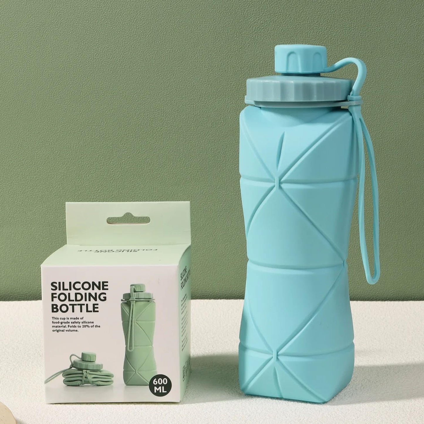 Silicone Folding Water Bottle for Travel, Gym, Hiking & Office
