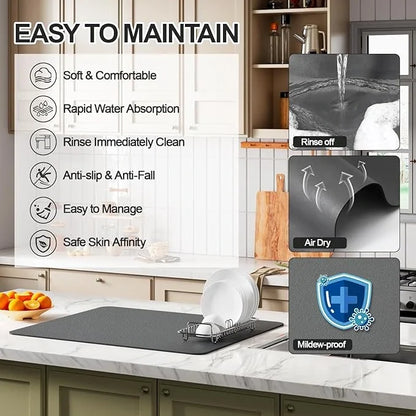 DryEdge™ – Absorbent Sink Mat | Quick-Dry, Anti-Slip Base | For Wet Counters & Dish Racks