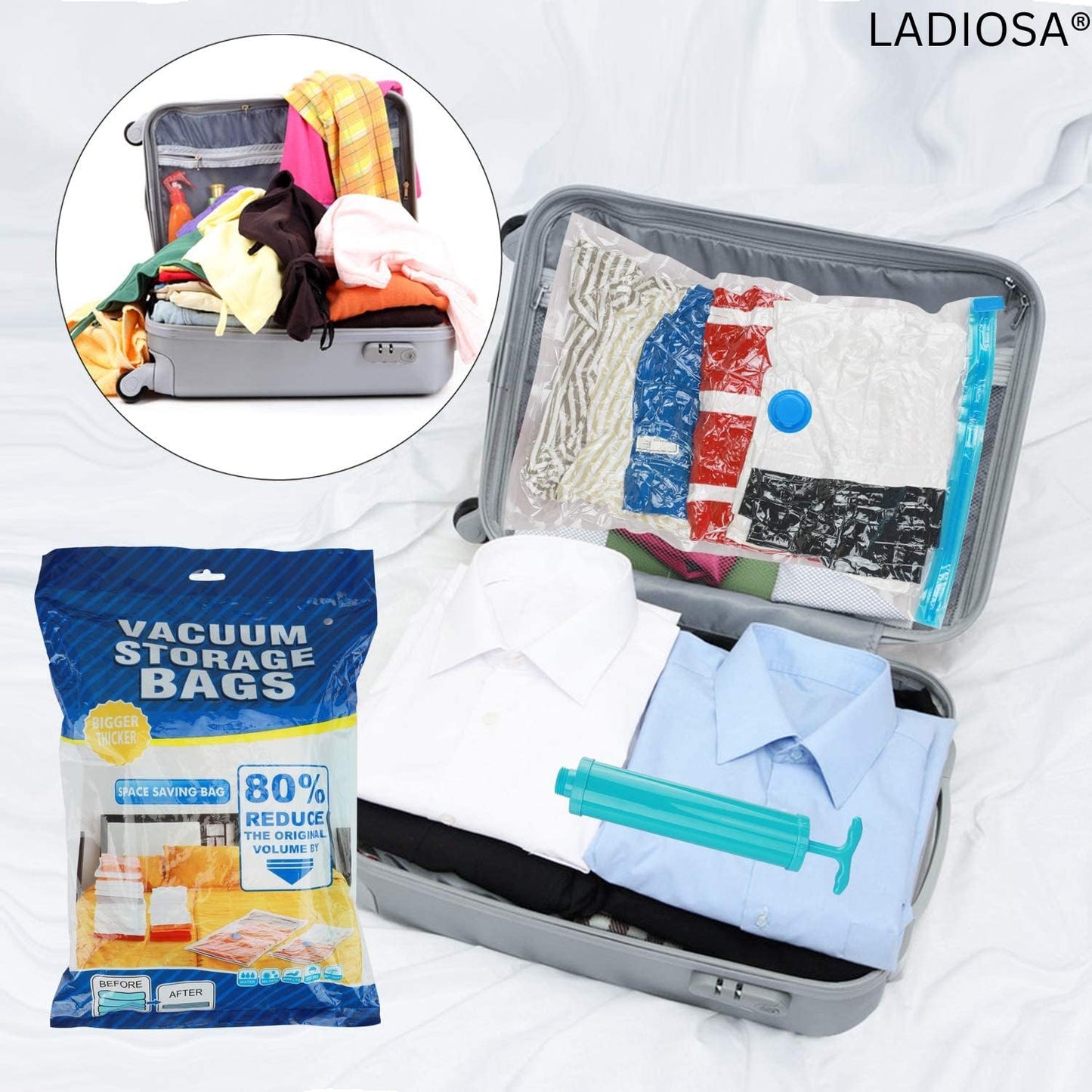 Vaccum Storage Bags (PUMP With PACK OF 5 Bag )