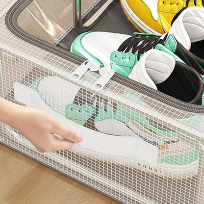 Clear Foldable Shoe Storage Box – Transparent Dustproof Stackable Organizer