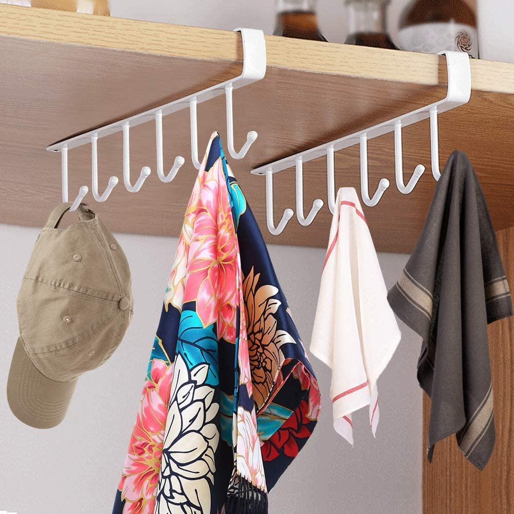 Under Shelf Hanging Hooks Organizer Rack