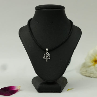 Sacred Trishul Pendant in Brass with Silver Finish – Divine Shiva Symbol (Pendant Only)