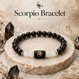 Scorpio (वृश्चिक राशि) Zodiac Black Obsidian & Milky Quartz Bracelet
