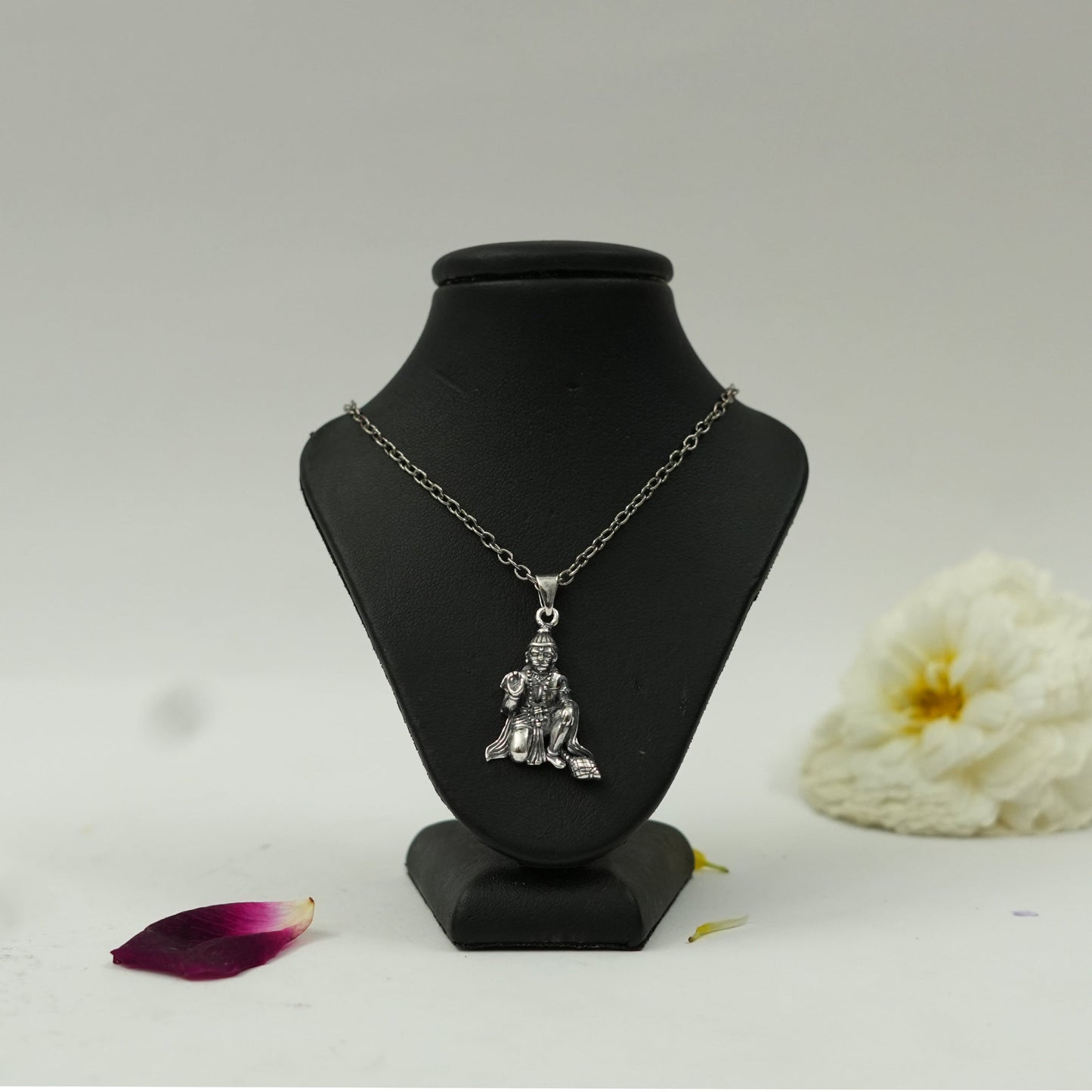 Lord Hanuman Blessing Pendant in Brass with Silver Finish – Divine Protection Locket (Pendant Only)