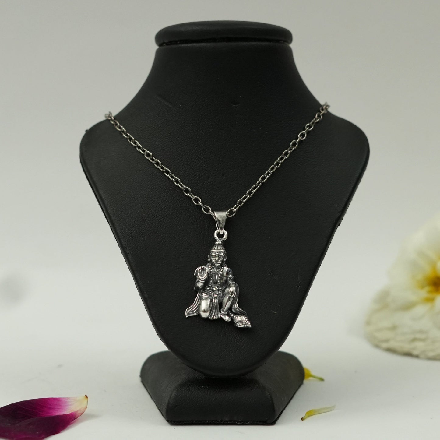 Lord Hanuman Blessing Pendant in Brass with Silver Finish – Divine Protection Locket (Pendant Only)