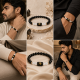 Scorpio (वृश्चिक राशि) Zodiac Black Obsidian & Milky Quartz Bracelet