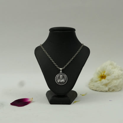 Shirdi Sai Baba Circular Frame Pendant in Brass with Silver Finish (Pendant Only)