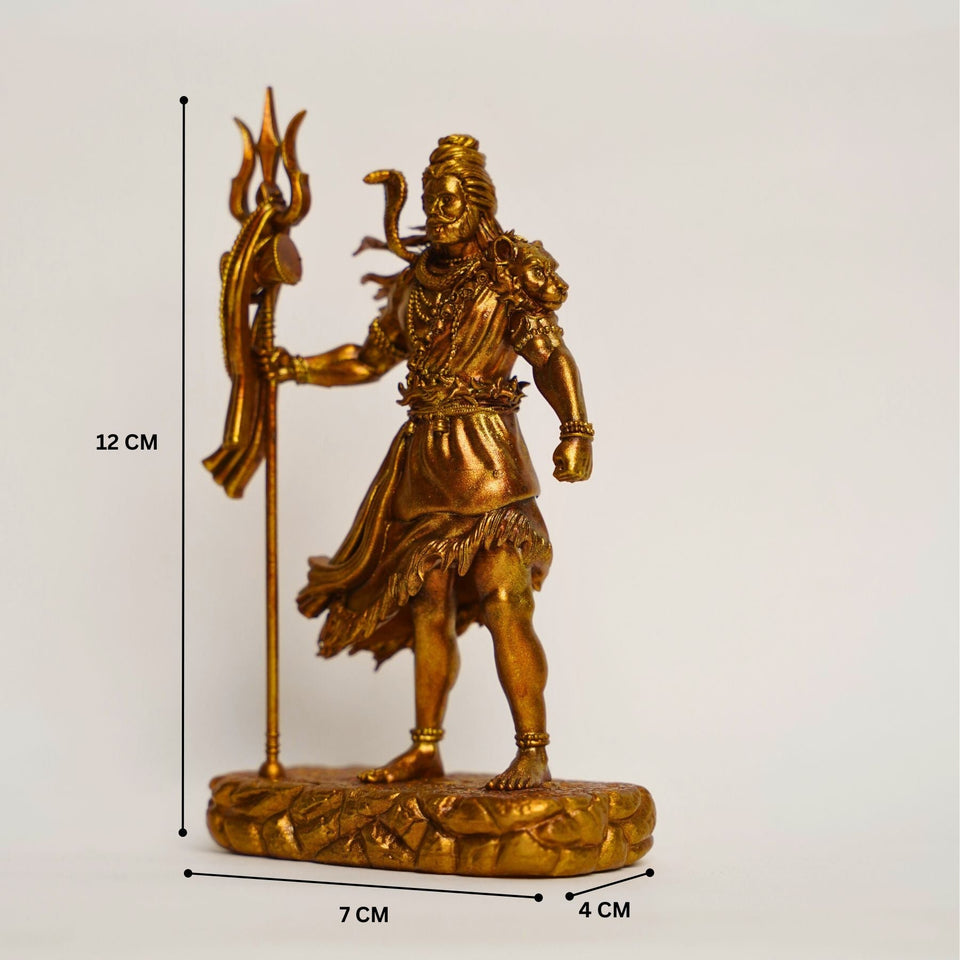 Shiva — The Protector | Standing Mahadev Idol for Car Dashboard | Khakhi